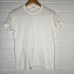 Vtg Blank Single Stitch Jockey Power Knit T-Shirt Medium USA 70s 80s 90s White